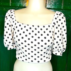 Black Polka Dot Crop Top - Size Medium